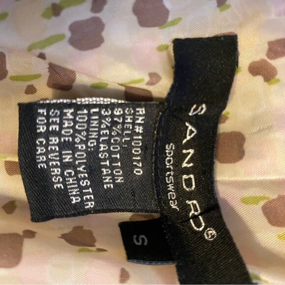 Sandro Tan Trench Coat Jacket Belted Double Breasted Striped Short - Picture 15 of 15